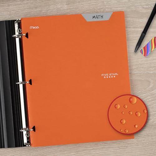 Five Star 2-Pocket Folder, Plastic Folder with Stay-Put Tabs, Fits 3-Ring Binder, Holds 8-1/2" x 11" Paper, Solar Orange (333420N) - color: Solar Orange