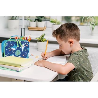 Trail maker Kids School Lunch Box Insulated for Boys, Girls | Fun Insulated Lunch Bag for Kids, School, Camp, Sports (Snarky Sharkies) - color: Snarky Sharkies