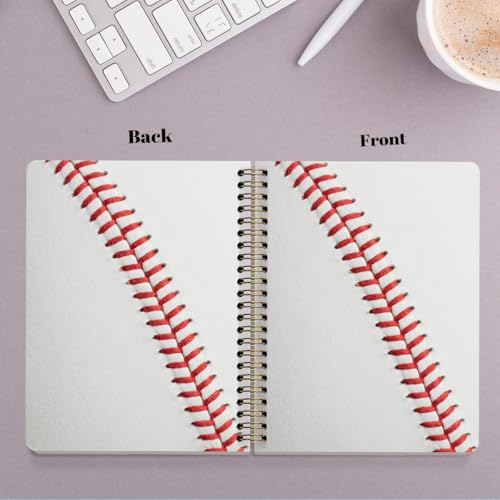 Baseball Print Spiral Notebook, Sport Themed Journal With Red Stitching Pattern, A5 Lined Notebook, Daily Planner Memo Notepad For Classroom Office Home, Unique Gifts for Baseball Fans, 5.8x8.3 Inch - color: Baseball Stitch