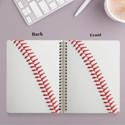 Baseball Print Spiral Notebook, Sport Themed Journal With Red Stitching Pattern, A5 Lined Notebook, Daily Planner Memo Notepad For Classroom Office Home, Unique Gifts for Baseball Fans, 5.8x8.3 Inch - color: Baseball Stitch