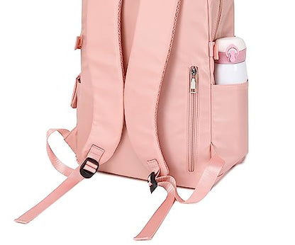 Acmebon Girl Roomy Fashion Laptop Backpack Set Casual Daypack Set for Women Pink - color: Pink