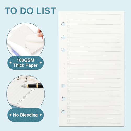 Toplive A6 Refill To Do List, 6 Holes Loose Leaf Paper, 160 Sheets Daily Planner Binder Inserts Lined Refill - style: To Do List 2 Pack