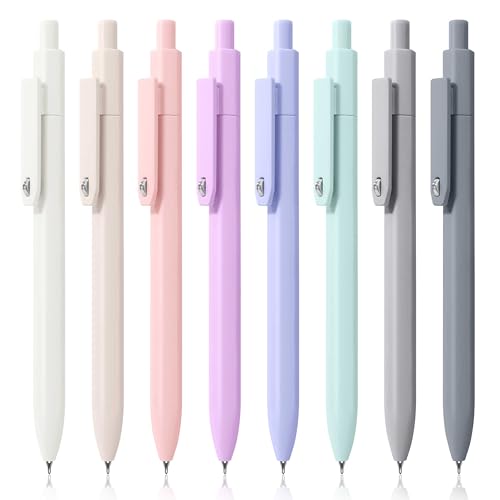 Vitoler Cute Gel Pens, 8 Pack 0.5mm Fine Point Pens with Fidget Quick Dry | For Women, For Teachers, For Nurses, Smooth Writing, Liquid Ink, For Badge, Black ink, Felt Tip, Medium Point, For Journaling - color: Morandi A