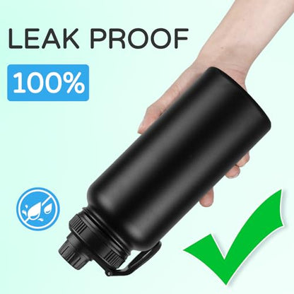 DOMICARE 32 oz Insulated Water Bottle Bulk, Vacuum Insulated Stainless Steel Sports Water Bottle with Straw Lid & Spout Lid, Leakproof, Reusable - Travel, Camping, Bike, Black (8 Pack) - color: Black, size: 32oz/8 Pack