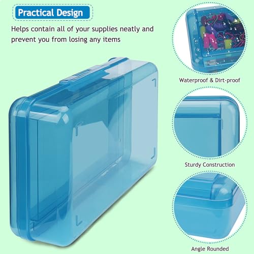 SFLHHDM Large Pencil Box, Double Layer Capacity Pencils Holders, Clear Hard Pen Case with Snap-tight Lid, Plastic Pencil Case for Office School, Pen Boxes Storage School Box (Navy Blue-1pcs) - color: Navy Blue-1pcs