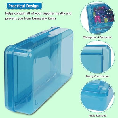 SFLHHDM Large Pencil Box, Double Layer Capacity Pencils Holders, Clear Hard Pen Case with Snap-tight Lid, Plastic Pencil Case for Office School, Pen Boxes Storage School Box (Navy Blue-1pcs) - color: Navy Blue-1pcs