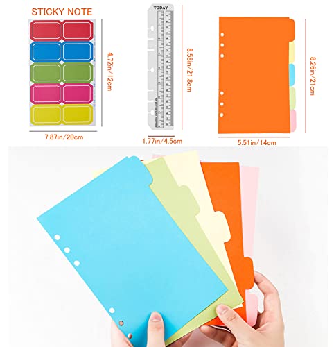 DY.2ten Refillable Notebook Set - 3 Pack Lined Refill Paper, Clear Zipper Binder Pockets, Dividers, Index Tabs, Ruler Marker - color: A5 Lined Paper