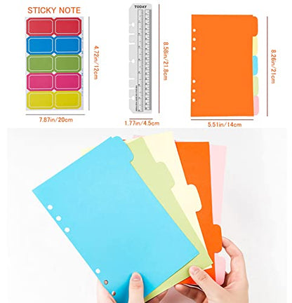 DY.2ten Refillable Notebook Set - 3 Pack Lined Refill Paper, Clear Zipper Binder Pockets, Dividers, Index Tabs, Ruler Marker - color: A5 Lined Paper