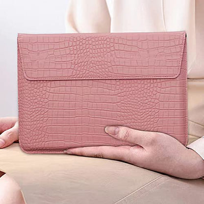 Protective Slim Portable Laptop Sleeve 13-13.6 Inch Crocodile PU Leather Case for MacBook Neo 13 A18 Pro A3404 / Air 13 / Pro 13 M5 A3449 M4 A3240 M3 M2 M1, for HP Dell Lenovo Notebook, Pink - color: Pink