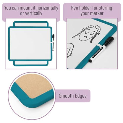 Mr. Pen- Dry Erase Board, 14” x 11” with a Black Dry Erase Marker | Green Frame, Small Mini White Board for Students, Fridge, Wall, Locker, Includes Double Sided Tapes - color: Green