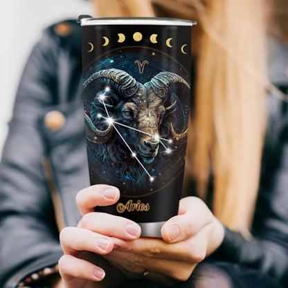 Horoscope Aries Insulated Tumblers Mug Cup Gifts for Birthday Boys Girls Men Women Son Daughter Travel Essentials Accessories Must Have Cold Iced - color: Aries-651