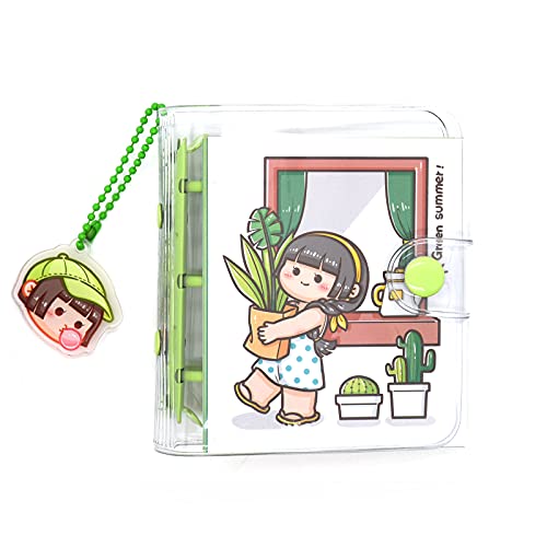 Mini Transparent Binder Notebooks with Keychain, Soft Plastic PVC 3 Round Rings Binder Planner Cover Notebook Protector with Inner Papers