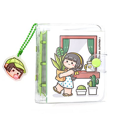 Mini Transparent Binder Notebooks with Keychain, Soft Plastic PVC 3 Round Rings Binder Planner Cover Notebook Protector with Inner Papers