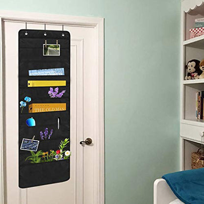 Heavy Duty 10 Pocket Door Hanging File Organizer, Black Wall Storage Pocket Charts with 3 Hangers, Great for Classroom, School, Home or Office Use (10 Pocket) - size: 10 Pocket