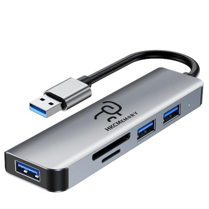 USB A Hub 5-in-1 Aluminum Adapter, with USB 3.0, USB 2.0 Ports, SD/TF Card Reader, for A Port Laptop, PC, Desktop,PS4/5, Xbox and More
