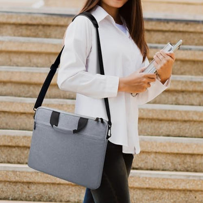 15.6-16 Inch Laptop Sleeve Shoulder Bag Notebook Chromebook Computer Carrying Case Compatible with 15.6 inch Acer Asus Dell HP Thinkpad, Gray - color: Gray, size: 15.6"-16"