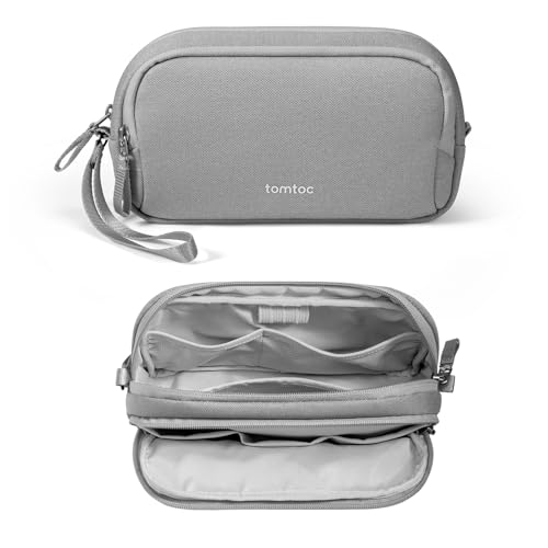 tomtoc 360° Sleeve for 15.6" Acer/Chromebook, Lenovo, HP, ASUS + Dual Compartment Water-Resistant Tech Pouch for Charger, Cord, Phone, Hard Drive, Power Bank – Laptop Case & Organizer Bundle