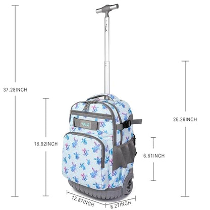 Tilami Rolling Backpack, 18 inch Shoulder Drop, Concealed Pockets and Wheel Cover, Laptop Backpack for Boys and Girls, Turtle Blue - color: Turtle Blue