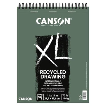 Canson XL Series Recycled Drawing Pad, 11" x 14", White, 70 lb. (114gsm), Top Wire Bound, 60 Sheets/Pad, Case of 6 Pads, 360 Sheets Total - size: 11x14 (6-Pack)