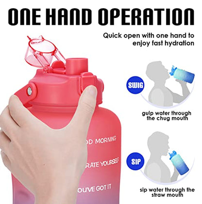 HydroPal 1 Gallon Water Bottles with Straw, 128 oz Water Bottle BPA Free Innovative 2-IN-1 Lid Gym Bottle with Times to Drink Motivational, Large for Sports Fitness Camping Water Jug （13.8X5.5 inch） - color: Fabled Sunset