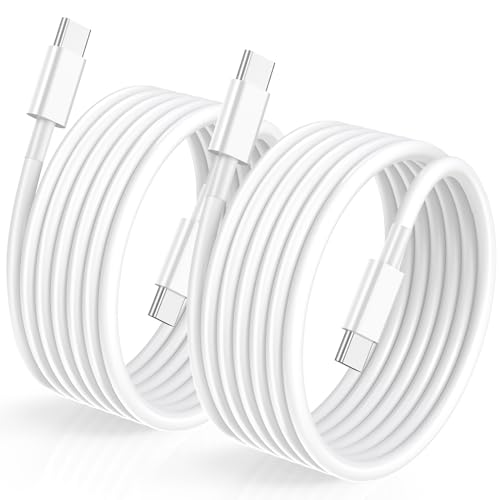 100W USB C to USB C Cable 6FT USB C Charger Cable 2Pack USB C Cord Fast Charging USB Type C Compatible with iPhone 16/15/Samsung/Android/Huawei/Google/Switch/MacBook/iPad and other USB-C port devices - color: White, size: 6ft, style: 2pack 100W-C C