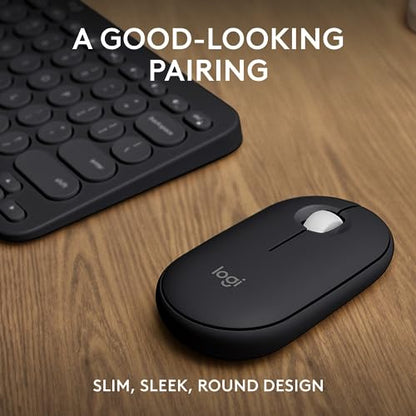 Logitech Pebble 2 Combo Wireless Keyboard and Mouse, Portable - Black | Quiet, portable, customizable, Logi Bolt, Easy-Switch, compatible with macOS, iPadOS, and Chrome - color: Black