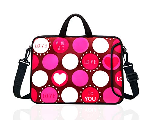 14-Inch Laptop Shoulder Bag Sleeve Case With Handle For 13" 13.3" 14" 14.1" Netbook/Macbook Air Pro (Red Heart) - color: Red Heart