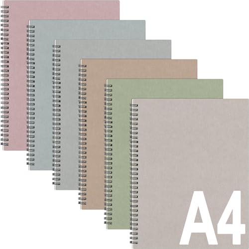 Glenmal 6 Pcs Spiral Notebook for Work A4 8.5 x 11'' | College Ruled Spiral Journal Notebook Kraft Cover Ruled Paper, 120 Sheets 240 Pages for Office Study Supplies(Morandi Colors) - color: Morandi Colors