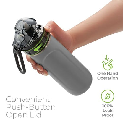 SipX Insulated Water Bottle, Water Bottle with Straw Lid, 18 oz Triple Insulated Stainless Steel, Leakproof, BPA-Free, Slim Durable Metal Bottle for School, Gym & Office, Grey - color: Gray