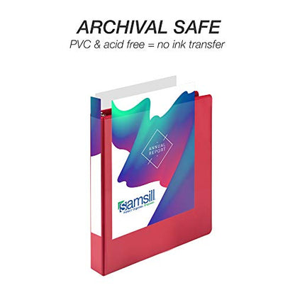 Samsill Durable 1 inch 3 Ring Binder, D Ring Binder, 100% Recycled Chipboard, Red - color: Red, size: 1 Pack, style: 1 Inch