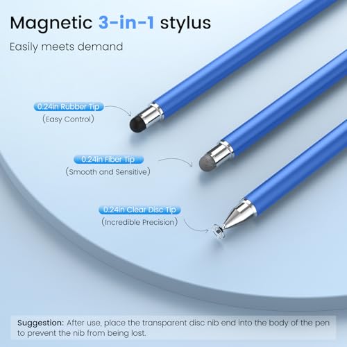 Stylus Pen for Touchscreen, 3-in-1 Magnetic Capacitive Stylus Pen, High Sensitivity Precision Stylus Suitable for IPad/Pro/Air/Mini, iPhone, Android Tablets, Samsung, All Touch Devices(Black/Blue) - color: Black/Blue