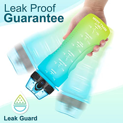 24 OZ Motivational Kids Water Bottle With Time Marker,Straw Lid,Leak Proof, Tritan BPA Free Sports Water Bottle Blue-Yellow(1 Lid) - color: Blue Yellow