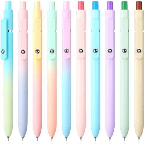 Epakh Gel Pens, 10 Pcs 0.5mm Quick Dry Black Ink Fine Point Smooth Writing Pens High End Series Retractable Aesthetic Ballpoint for Office School Supplies Women Men Gifts(Macaron Color,Classic) - color: Macaron Color, style: Classic