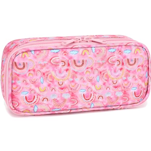 FlowFly Large Capacity Pencil Case for Kids, Boys & Girls – Zippered Multi-Functional Pen Pouch, Soft & Portable Pencil Bag for School, Teens, Students, Rainbow - color: Rainbow