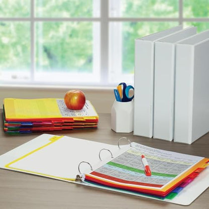 Oxford Heavy-Duty 8-Tab Plastic Binder Dividers with Insertable Tabs & Pockets for Three Ring Binders - Essential Back to School Supplies and Organization Solution, 1 Set