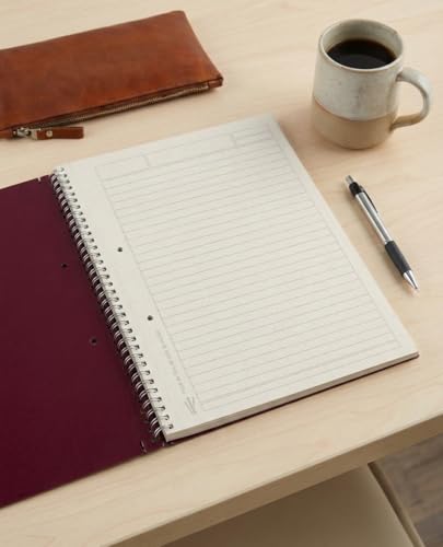 Executive Premium Spiral Notebook, 8.5 x 11.5 in, 84 College Ruled Sheets, Sustainable Sugarcane Paper, Durable Poly Cover, Lay-Flat Binding, Microperforated Pages for Professional & School Use (Burgundy) - color: Burgundy