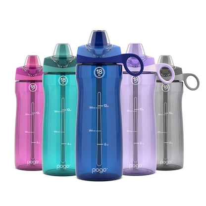 Pogo BPA-Free Tritan Plastic Water Bottle with Soft Straw Lid, 18 Oz, Blue - color: Blue