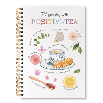 Mental Health Office Spiral Notebook Journal, Psychologist Therapist Gift Journal for Women,Positivi-Tea Journal, Therapy Notebooks for Note Taking, Gift for Therapist, 5.5 X 8.3 Inch - color: Tea