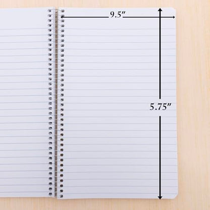 BAZIC PRODUCTS 3-Subject Spiral Notebook, College-Ruled, 120 Ct, 6 Titles | 120 college-ruled sheets, wire binding lays flat, 9.5 x 5.75 in - size: 6-Pack