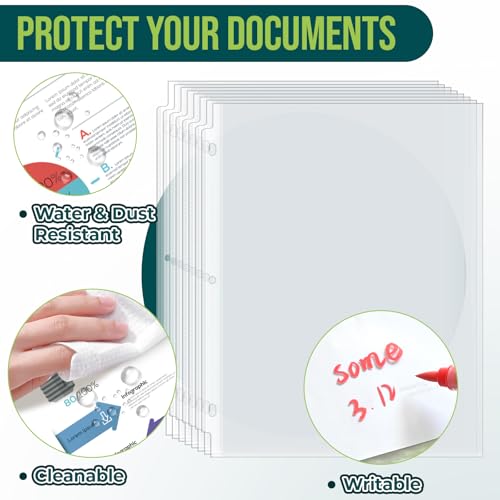 Sheet Protectors 8.5 x11 Inch Clear Page Protectors for 3 Ring Binder,100 Pack Plastic Sleeves for Paper,Documents and Photos,Top Loading Binder Sleeves Paper Protector Letter Size - size: 100 Pack