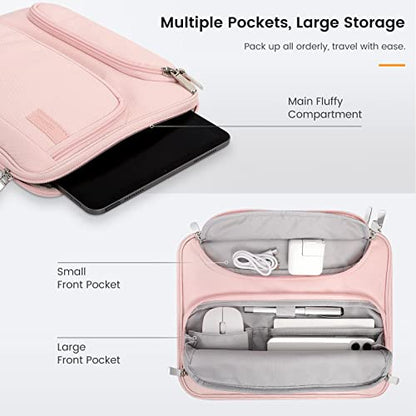MoKo 9-11 Inch Tablet Sleeve Bag, Fits iPadAir 5/4th 10.9, iPadPro 11 Inch, iPad 9/8th 10.2, iPad 10th 10.9, Tab S8/S9 11",Waterproof Polyester Bag with Double Pockets,Retractable Handle, Pink - color: Pink, style: 9-11 Inch