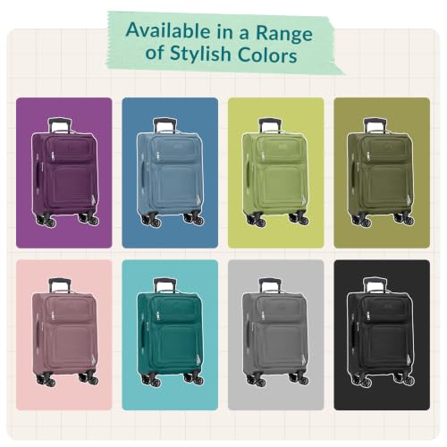 U.S. Traveler Rio Lightweight Softside Rolling Carry-on Suitcase, 4-Wheel Set, Black - color: Black, size: 22"/14"