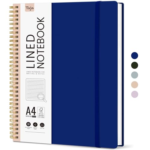 Taja Spiral Lined Notebook, 8.5"x11" Notebooks for Work, Large A4 Journal for Women & Men, College Ruled Journaling Notebook for Writing, Plastic Cover Spiral Journal, Cobalt - color: D-Cobalt, style: A - Lined（1Pack）