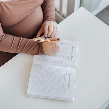 Pearhead Pregnancy Journal, Linen Guided Pregnancy Memory Book with Sonogram Photo Insert, Beige - color: Linen Pregnancy Journal