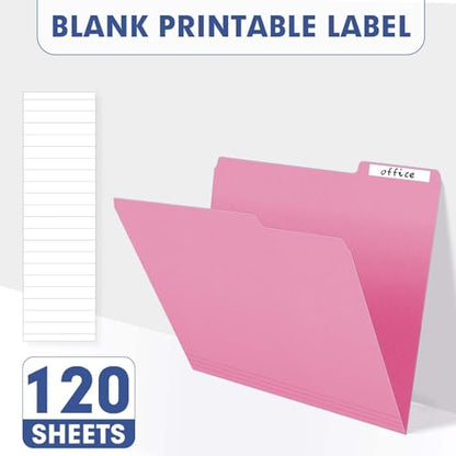 File Folder, PANDRI 120 Pack File Folder, 1/3 Cut Tab, Letter Size, Filing Folder for Office School Business, Pink - color: Pink