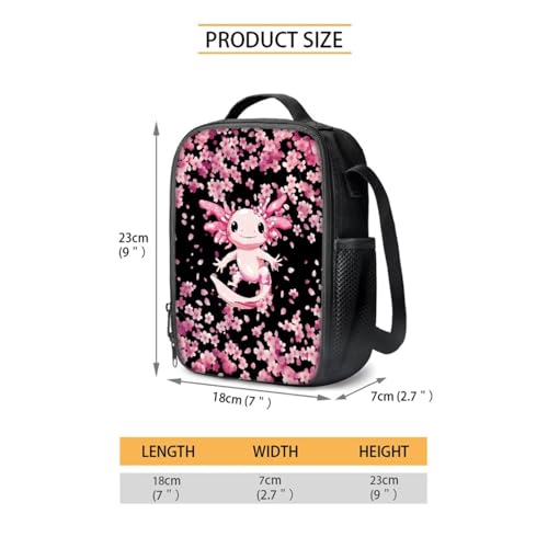 Cute Axolotl Backpack School Set 3Pcs with Lunch Box Pencil Case Sports Bookbag Back Pack Lightweight Casual Daypacks for Elementary Primary Middle School - color: Cute Axolotl