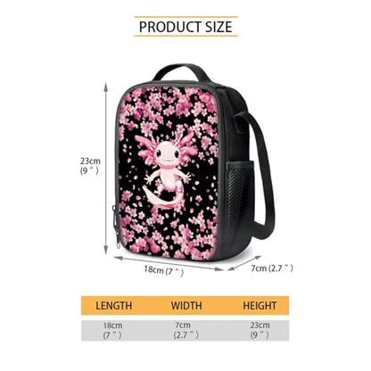 Cute Axolotl Backpack School Set 3Pcs with Lunch Box Pencil Case Sports Bookbag Back Pack Lightweight Casual Daypacks for Elementary Primary Middle School - color: Cute Axolotl