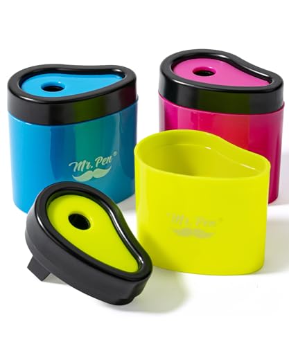 Mr. Pen- Manual Pencil Sharpeners, 3 Pack, Colorful | Portable Handheld Pencil Sharpeners with Snap-On Lid for Kids, School, Office, Home, Adults, Students, Class - size: 3 Pack