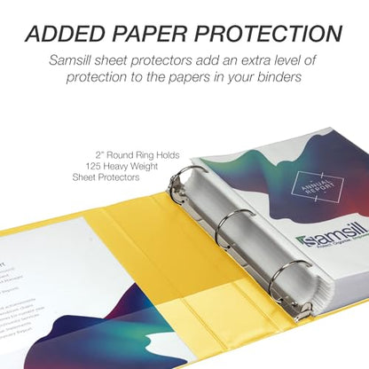 Samsill 2 Inch 3 Ring Binder, Made in USA, Economy Round Ring, Clear View Cover, 425 Sheet Capacity - for School, Home, Office - Lemon Yellow - color: Yellow, size: 1-Pack, style: 2-Inch