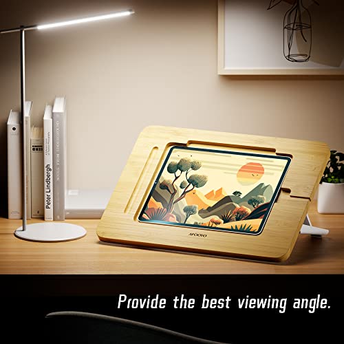 AFOOYO Bamboo Tablet Drawing Stand - Portable & Adjustable 5 Angles,Laptop Stands Riser, Book Reading Stand,Compatible with 9.7/10.2/10.5/10.9/11 inches - color: Bamboo, size: M-Fit 9.7/10.2/10.5/10.9/11 inches
